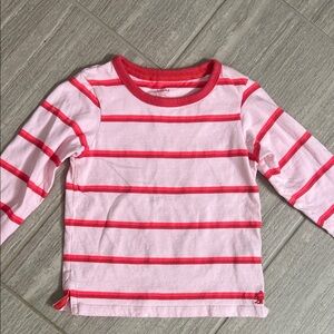 Joules Pink Top with Red Stripes - Long Sleeve Tee